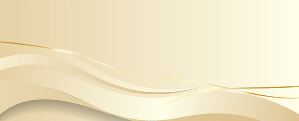 Elegant pastel light brown abstract background combined with golden line curve elements. modern luxury design template vector illustration.