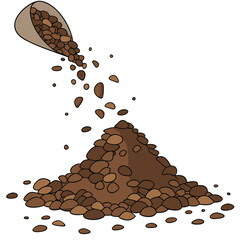 Falling Soil Earth Particles on White or Transparent Background