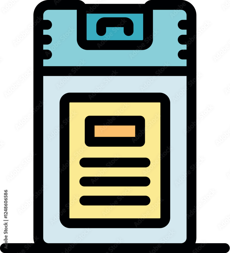 Poster intercom device with an integrated screen showing information and a call button icon, suggesting com