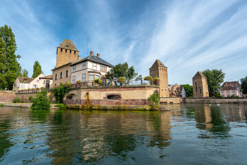 Ponts Couverts (Covered bridges) on Ill river near the Petite France district in Strasbourg, France