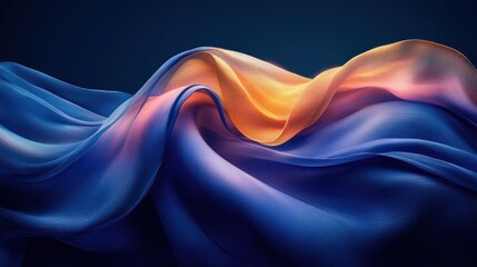 Obraz premium Abstract blue and gold fabric wave.