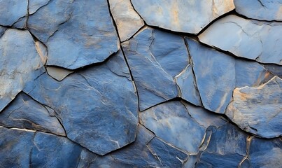 Fototapeta premium Fragmented Blue Slate Rock Formation with Angular Pattern Details