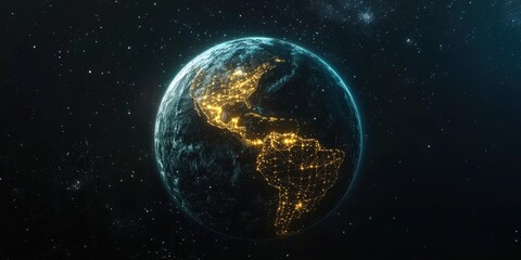 Obraz premium An incredible view of the earth as seen from space, against a black background