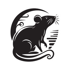 rat silhouette vector art illustration