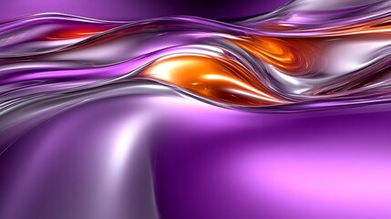 Fototapeta premium Abstract Purple and Orange Liquid Metal Waves