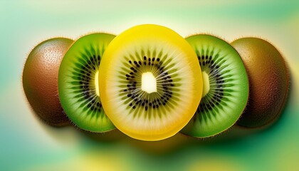 Generated image Kiwi slices displaying gradient transition from yellow to green, forming vibrant geometric