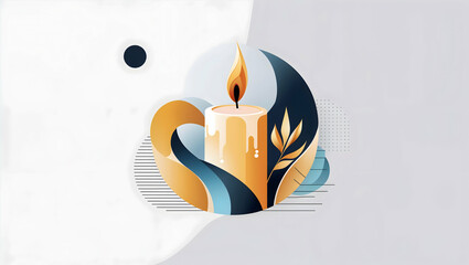 Burning wax or paraffin aromatic candles for aroma therapy isolated on light background. Cute hygge home decoration, holiday decorative design element.