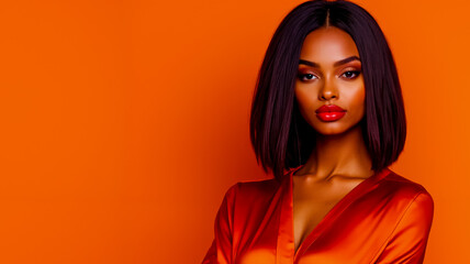 A woman in a red dress posing for a picture