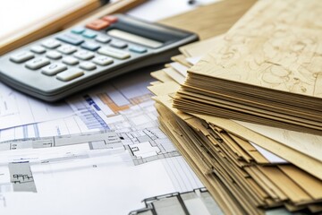 Home renovation contracts and estimates stacked for review and planning. Generative AI