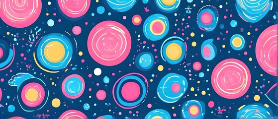 Fototapeta premium abstract illustration of seamless pattern of whimsical hand-drawn shapes and icons in soft pastel hues