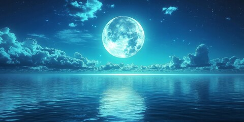 The tranquil interplay of moonlight and waves under a starry sky.