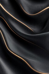 Obraz premium Soft-focus black velvet reveals gentle folds illuminated by golden light streaks, enhancing a premium and elegant ambiance perfect for fashion, events, or interior design