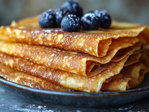 Food photo: light and airy pancakes with fruit.