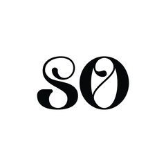 SO monogram logo design letter text name symbol monochrome logotype alphabet character simple logo