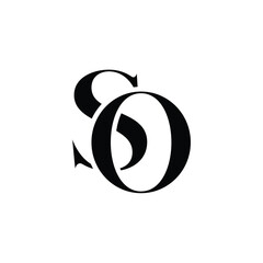 SO monogram logo design letter text name symbol monochrome logotype alphabet character simple logo
