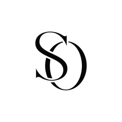 SO monogram logo design letter text name symbol monochrome logotype alphabet character simple logo