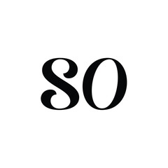 SO monogram logo design letter text name symbol monochrome logotype alphabet character simple logo