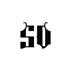 SO monogram logo design letter text name symbol monochrome logotype alphabet character simple logo