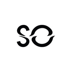 SO monogram logo design letter text name symbol monochrome logotype alphabet character simple logo