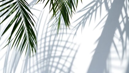 Abstract Natural Palm Tree White Wall Background