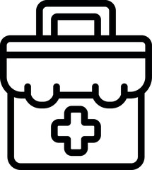 Obraz premium Simple line icon of a first aid kit, symbolizing medical care, emergency preparedness, and healthcare services