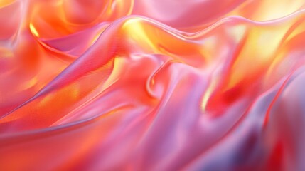 Obraz premium Abstract pink and orange silk waves.