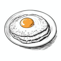 Omelet Omelette Egg Food Meal Menu Dish Delicious Cuisine Eat Sketch Style
