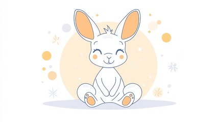 Cute bunny sitting, pastel background, celebration