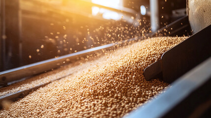 A closeup of raw materials being loaded into a production machine symbolizing the beginning of the manufacturing process and the local sourcing of materials that benefit the economy