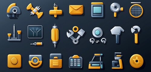 Sophisticated Digital Tools Icons in High Definition with Fine Details and Smooth Design