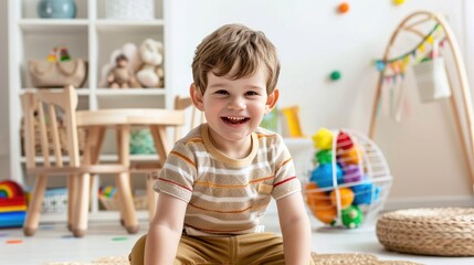 a boy playing in his room