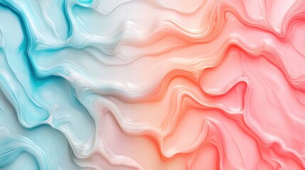 Obraz premium Abstract Holographic Liquid Gradient in Pastel Colors with Soft Waves and Fluid Patterns on a Light Background