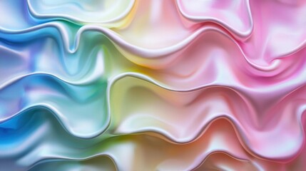 Obraz premium Soft Holographic Oil Pastel Background with Gentle Gradient Waves in Beautiful Hues of Pink, Blue, and Yellow