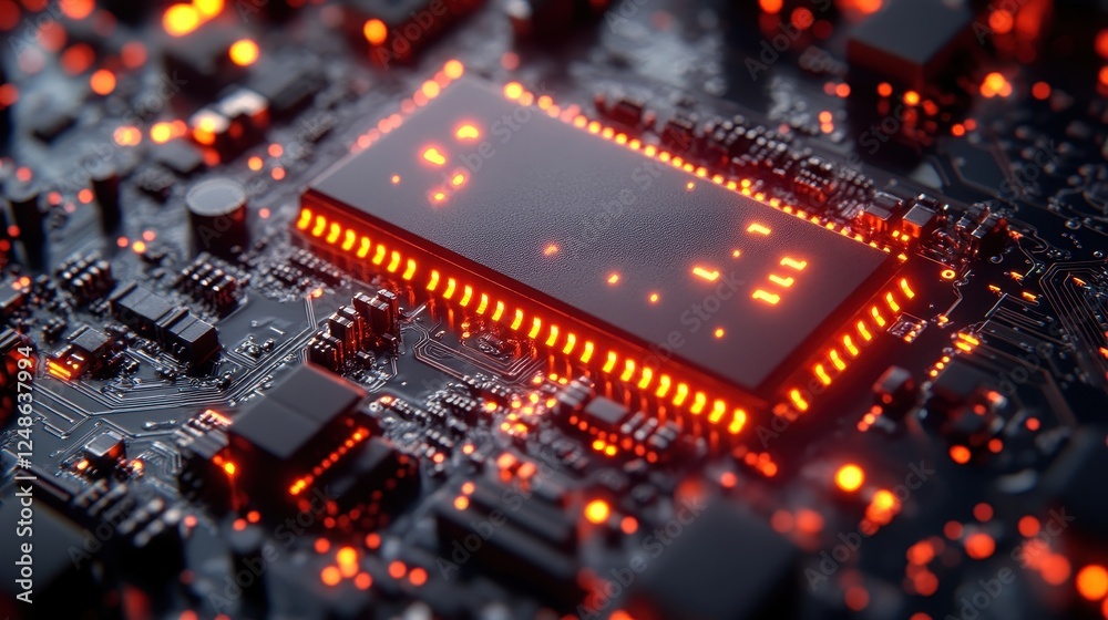 Poster illuminated microchip circuit board