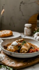 A rustic Moldovan dish of sarmale (stuffed cabbage rolls)