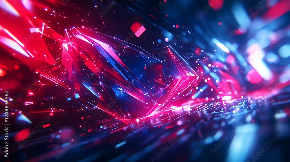 Wall mural vibrant abstract red and blue waves background