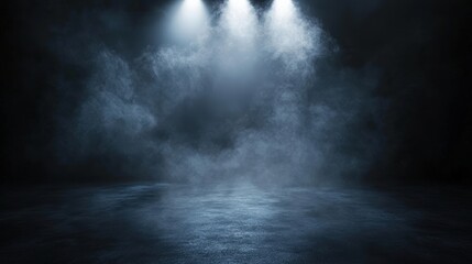Fototapeta premium Abstract Black Background With Spotlight and Smoke for Dramatic and Mysterious Visual Effects and Creative Art Projects