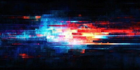 Abstract Digital Glitch Background with Glowing Data in Vibrant Colors for Creative Designs and Modern Visual Aesthetics