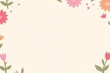 Soft cream colored beige bg flowers and hearts for valentine