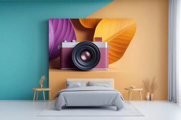 Vintage camera abstract wall art bedroom