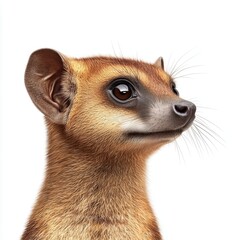 Obraz premium A cute little animal with a brown face and a white background