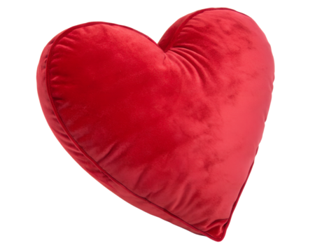 Red heart shape pillow isolated on transparant background