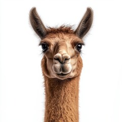 A close up of a camel's face with its eyes open and its mouth wide