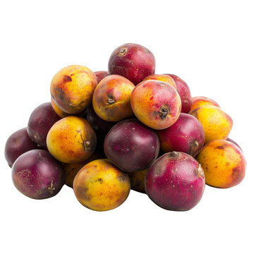 Colorful Pile of Ripe Peach Palm Fruits Tropical Produce Exotic Food, Transparent Background, Ai Generated Images