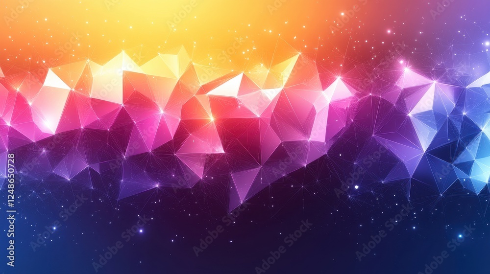Aufkleber abstract colorful geometric background; vibrant polygonal shapes; cosmic backdrop; website banner