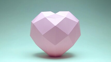 Geometric Heart Shape in Soft Pink Color Against Simple Background