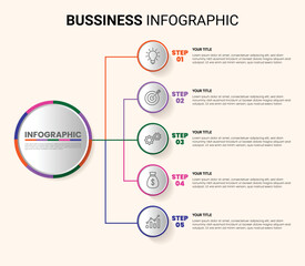 Circular Connection Steps Infographic Template with 5 Element