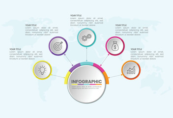 circular layout diagram with 5 list of steps, circular layout diagram infographic element template