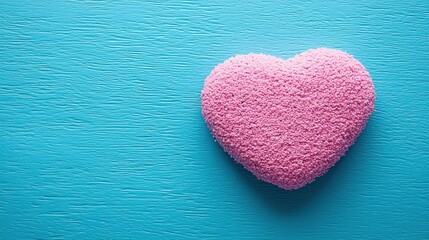 Obraz premium Soft Pink Heart on Blue Background for Romantic and Love Themes
