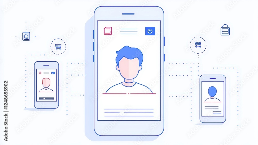 Poster digital identity verification for secure transactions, showcasing a minimalistic vector design, emph